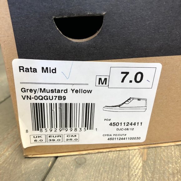 Vans | Shoes | New W Box Vans Rata Mid Grey Yellow Surf Sider | Poshmark